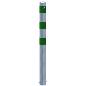 Barrier bollard | as e-charging station protection |  102 mm | hot-dip galvanized with 3 green reflective strips foil type RA1/A | for casting in concrete